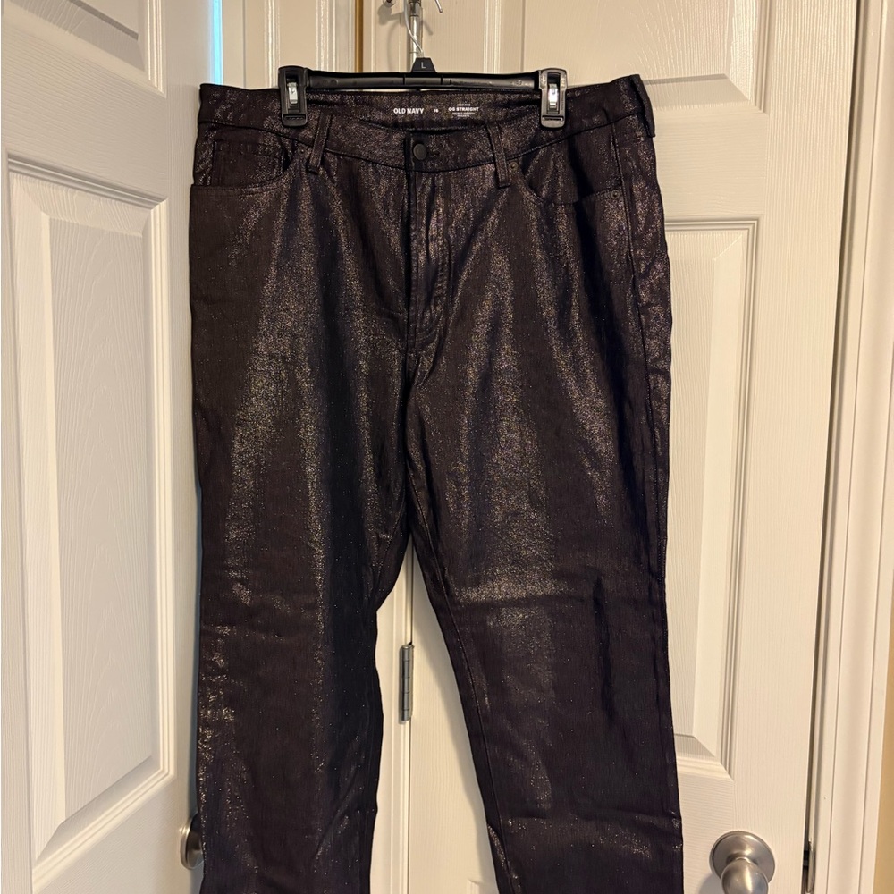 Old Navy Metallic Gray High-Rise Pants